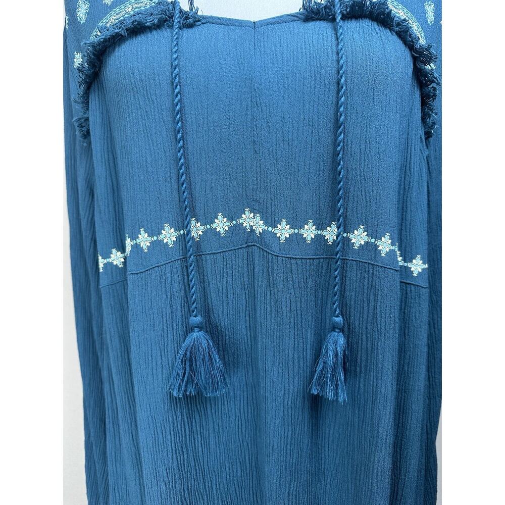 Style & Co. Women’s Top Size XL Blue Floral Embroidered Long Sleeve Boho Flowy - Picture 3 of 16